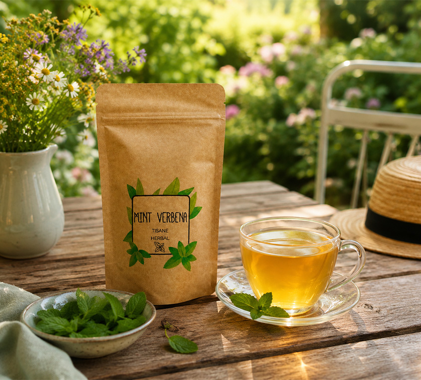 Mint Verbena Leo Tea w opakowaniu doypack